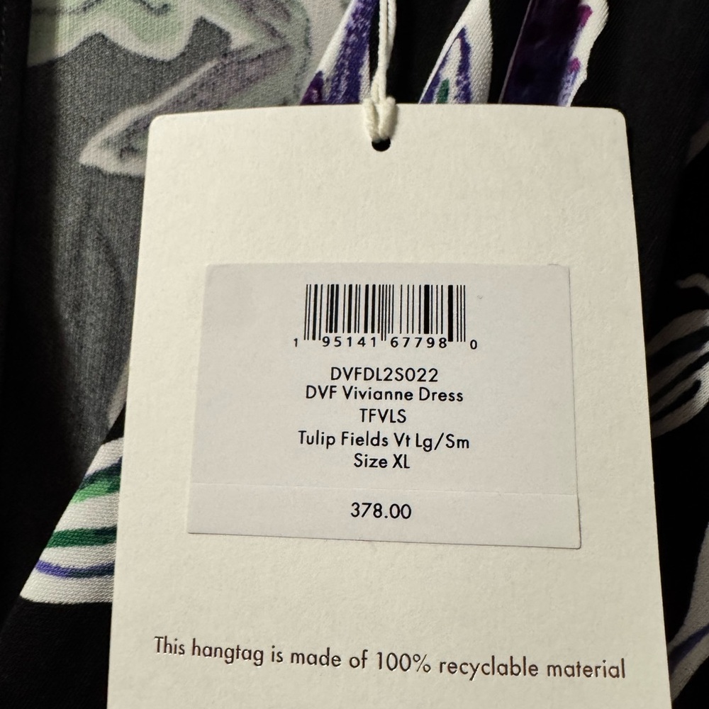 Diane Von Furstenberg Vivienne Black and Purple Floral Midi Dress, Size XL, NWT - Picture 7 of 11